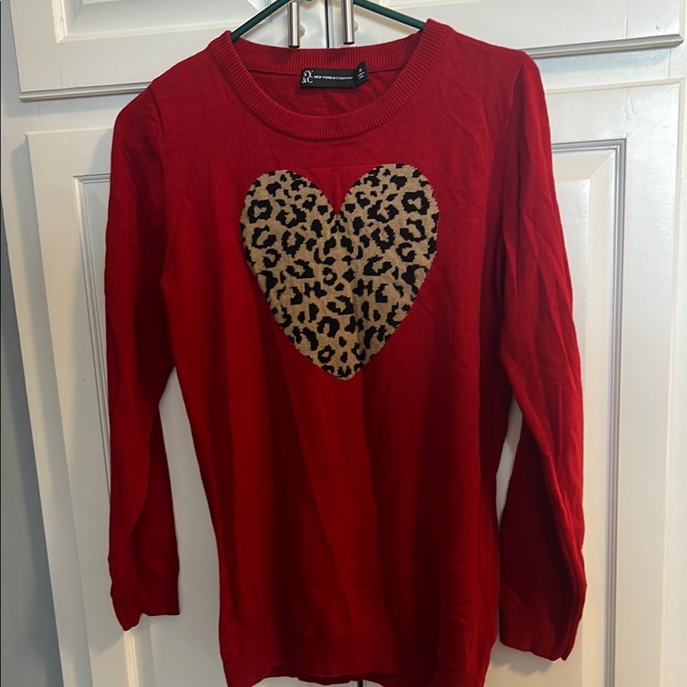 Red Heart Leopard Print Kids Sweater